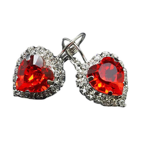 Auskarai "Okeano Širdis (Siam)" su Swarovski™ kristalais